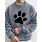 Basit Taban Desenli Baskılı Erkek Sweatshirt Kışlık Bol Kapüşonlu Spor Bisiklet Yaka Polar Sı - Gri - 2XL
