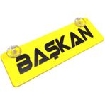 Başkan Yazılı Sarı Dekor Plaka Vantuzlu Cam Süsü