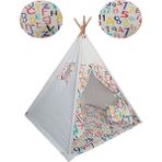 Başkaya Shopping Ahşap Kızıldereli Minderli Harfli,rakamlı Çocuk Oyun Çadırı - Renkli - 120 x 150 cm