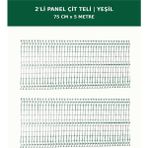 Başkent Çit Sistemleri 2'li Panel Çit Teli 5 Metre 75CM Yükseklik Yeşil Renk - 75 x 250