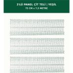Başkent Çit Sistemleri 3'lü Panel Çit Teli 7,5 Metre 75CM Yükseklik Yeşil Renk - 75 x 250