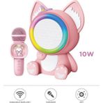 Başkent Tekno 04 Pembe RGB Sevimli Figürlü Mikrofonlu Karaoke Bluetooth Hoparlör