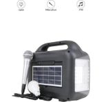 Başkenttekno 1769 Mikrofon,1 LED Ampül ve Fenerli Bluetooth Hoparlör Güneş Panelli Powerbank Kamp Hopa