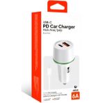 Başkenttekno 48W Araç Çakmaklık Hızlı Şarj Aleti Araç Şarj Cihazı Type-C - USB Çift Çikişli Type-C Kablolu Lkc-37 - Beyaz