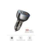 Başkenttekno 68W USB ve Type-C Girişli Çakmaklık Süper Hızlı Şarj Destekli Araç Şarj Aleti