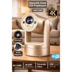 Başkenttekno Bataryalı Otomatik Odaklı Projektör - Android Wifi 4K Destekli Ev Sineması Taşınabilir Projeksiyon