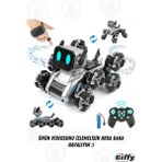 Başkenttekno Bilekten Kontrol 8 Teker Buharlı Şarjlı Köpek Robot Araba Müzikli ve LED Işık Kumandalı Robot Köpek - Gri