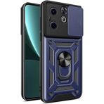 Başkenttekno Infinix Smart 8 Kılıf Magnetik Standlı Kamera Korumalı Sürgülü Vega Kapak - Mavi