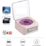 Başkenttekno Nostalji Plak Görünüm Mini Dekor Waves Bt Işıklı Müzik Çalar Saat Tf Kart Aux Özellikli - Pembe
