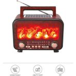 Başkenttekno Şömine Görünümlü Solar Güneş Enerji Ahşap Nostalji Bluetooth USB Sd Mp3 Radyo Müzik Kutusu - Kırmızı