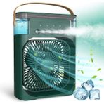 Başkenttekno Type-C Girişli Masaüstü Mini Klima Gece Lambalı Buharlı Hava Soğutucu Vantilatör 3 Kademeli Taşinabilir Soğutucu 600 ml - Yeşil