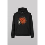 Basketball Vintage Grunge Retro Basket TopuÖn Baskılı Sweatshirt Unisex Kapüşonlu Hoodie Siyah