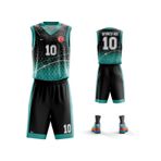 Basketbol Forması Turkuaz & Siyah Model B2402 - Kişiye Özel İsim Ve Numara Yazılabilir Dijital Baskı Turkuaz