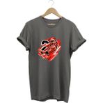 Basketbol Tasarım Kalpli Jordan Basketçi Baskılı %100 Pamuk T-Shirt - 2XL - Antrasit
