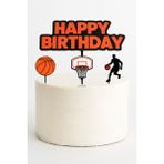 Basketbol Temalı Happy Birthday Pasta Süsü – 4’lü Set