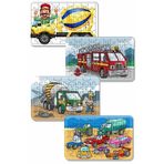 Baskı Atölyesi Çimento Arabası, Itfaiye, Arabalar 54 Parça Ahşap Puzzle