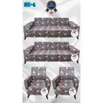 Baskı Desenli Elastik Esnek Kadife Koruyucu Giydirme Koltuk Örtüsü - Bk-04 - 3+3+1+1 (4 Parça Set) - 10 x 10 cm - Kakao