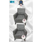 Baskı Desenli Elastik Esnek Kadife Koruyucu Giydirme Koltuk Örtüsü - Bk-05 - 1+1 (2 Parça Set) - 10 x 10 cm - Beyaz