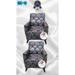 Baskı Desenli Elastik Esnek Kadife Koruyucu Giydirme Koltuk Örtüsü - Bk-13 - 1+1 (2 Parça Set) - 10 x 10 cm - Gri