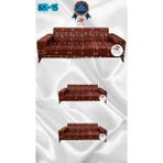 Baskı Desenli Elastik Esnek Kadife Koruyucu Giydirme Koltuk Örtüsü - Bk-15 - 3+2+2 (3 Parça Set) - 10 x 10 cm - Turuncu