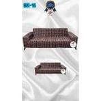 Baskı Desenli Elastik Esnek Kadife Koruyucu Giydirme Koltuk Örtüsü - Bk-16 - 3+2 (2 Parça Set) - 10 x 10 cm - Kahverengi