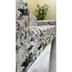 Baskı Desenli Elastik Esnek Kadife Koruyucu Giydirme Koltuk Örtüsü - Bk-18 - 3+1+1 (3 Parça Set) - 10 x 10 cm - Ekru