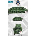Baskı Desenli Elastik Esnek Kadife Koruyucu Giydirme Koltuk Örtüsü - Bk-19 - 3+2+1 (3 Parça Set) - 10 x 10 cm - Turkuaz