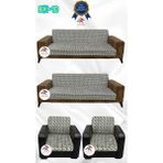 Baskı Desenli Elastik Esnek Kadife Koruyucu Kolsuz Koltuk Örtüsü - Bk-10 - 3+3+1+1 (4 Parça Set) - 10 x 10 cm - Çok Renkli