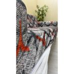 Baskı Desenli Elastik Esnek Kadife Koruyucu Kolsuz Koltuk Örtüsü - Bk-13 - 3'lü Set (1 Parça) - 10 x 10 cm - Gri