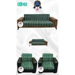 Baskı Desenli Elastik Esnek Kadife Koruyucu Kolsuz Koltuk Örtüsü - Bk-21 - 3+2+1+1 (4 Parça Set) - 10 x 10 cm - Yeşil