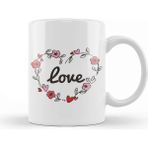 Baskı Dükkanı Adorable Cute Love Flowery Flowers Love Heart Kupa