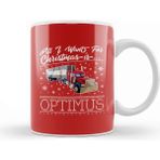 Baskı Dükkanı All I Want For Christmas İs Optimus Prime Transformers Kupa Bardak