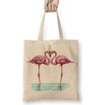 Baskı Dükkanı Aşk Kuşları Flamingo 3 Bez Çanta