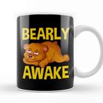 Baskı Dükkanı Bearly Awake Half Asleep Baby Bear Cub Pun Kupa