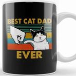 Baskı Dükkanı Best Cat Dad Ever Funny Cat Dad Father Vintage Gift Kupa Bardak
