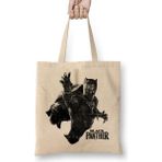 Baskı Dükkanı Black Panther Bez Uzun Saplı Krem Rengi Çanta