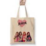 Baskı Dükkanı Blackpink 003 Bez Uzun Saplı Krem Rengi Çanta