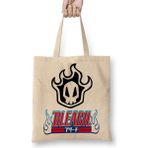 Baskı Dükkanı Bleach Logo Mavi Bez Uzun Saplı Krem Rengi Çanta