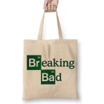 Baskı Dükkanı Breaking Bad Yeşil Yazılı Bez Uzun Saplı Krem Rengi Çanta