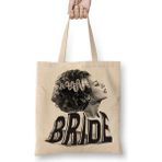 Baskı Dükkanı Bride Of Frankenstein The Black White Bride Bez Uzun Saplı Krem Rengi Çanta