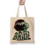 Baskı Dükkanı Bride Of Frankenstein The Blushing Bride Bez Uzun Saplı Krem Rengi Çanta