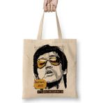 Baskı Dükkanı Bruce Lee Who Bez Uzun Saplı Krem Rengi Çanta
