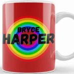 Baskı Dükkanı Bryce Harper Carton Art Baseball Gifts Vintage Retro Rainbow For Boys And Dad Kupa