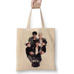 Baskı Dükkanı Bts 01 Bez Uzun Saplı Krem Rengi Çanta
