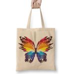 Baskı Dükkanı Butterfly Renkli Soyut Kelebek Bez Kadın Günlük Çanta
