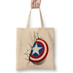 Baskı Dükkanı Captain America Shield Bez Çanta