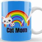 Baskı Dükkanı Cat Mom Rainbows Mothers Day Kupa Bardak