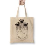 Baskı Dükkanı Cepte Pug Cepte Köpek Bez Çanta
