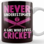 Baskı Dükkanı Cricket Girl Cricketer Bowler Pitch Ball Bat Game Kupa