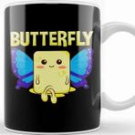 Baskı Dükkanı Cute Butterfly Stick of Butter With Wings Pun Kupa Bardak